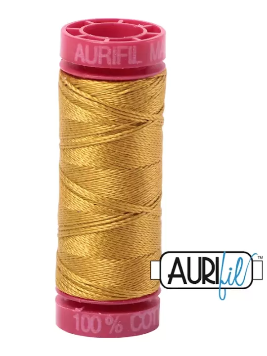 FIL COTON MAKO 12 AURIFIL 5022 Mustard - Petite bobine de 50 mètres