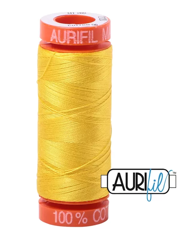 FIL COTON MAKO 50 AURIFIL 2120 Canary - Petite bobine de 200 mètres