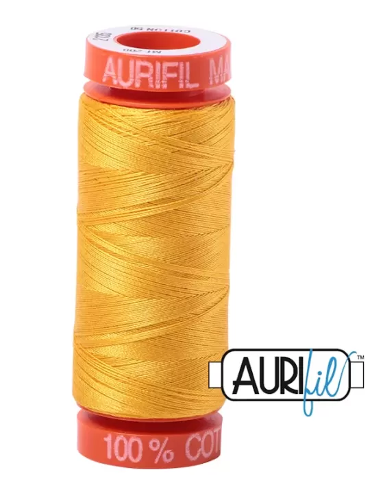 FIL COTON MAKO 50 AURIFIL 2135 Yellow - Petite bobine de 200 mètres