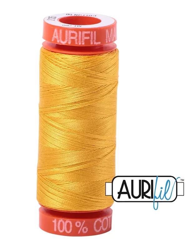 FIL COTON MAKO 50 AURIFIL 2135 Yellow - Petite bobine de 200 mètres