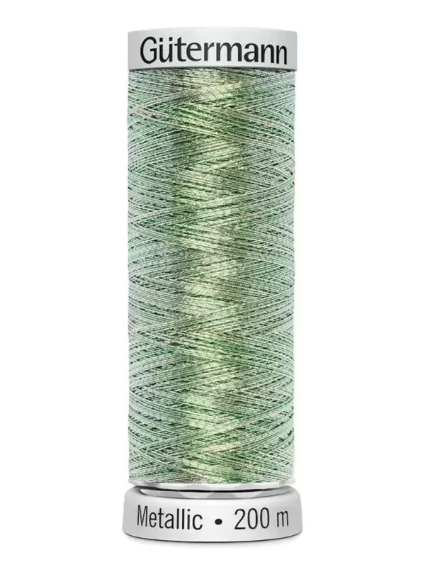 GÜTERMANN Fil à broder METALLIC 7025 Argent Bleu-vert