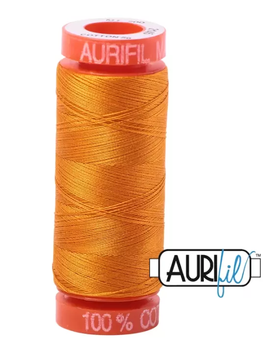 FIL COTON MAKO 50 AURIFIL 2145 Yellow Orange - Petite bobine de 200 mètres