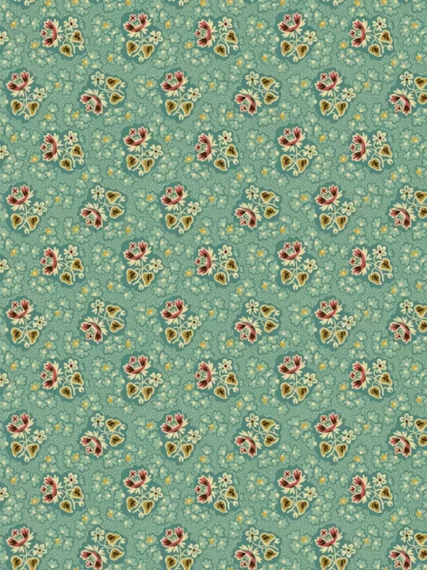 OAK ALLEY par Di Ford-Hall 9929.T Floral Sprigs Turquoise