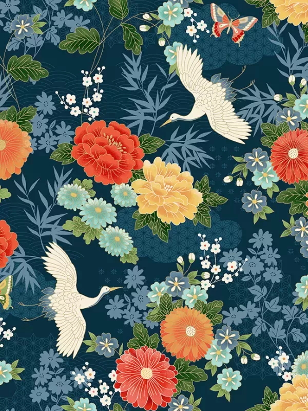 MAKOWER UK - Tissu Patchwork MICHIKO 2330-B Large Floral Blue