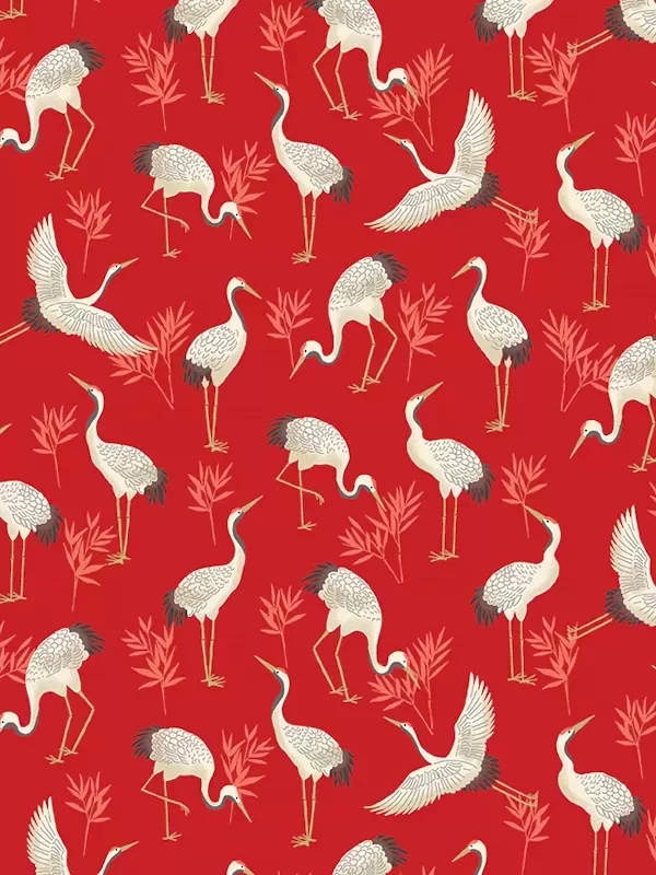 MAKOWER UK - Tissu Patchwork MICHIKO 2331-R Cranes Red