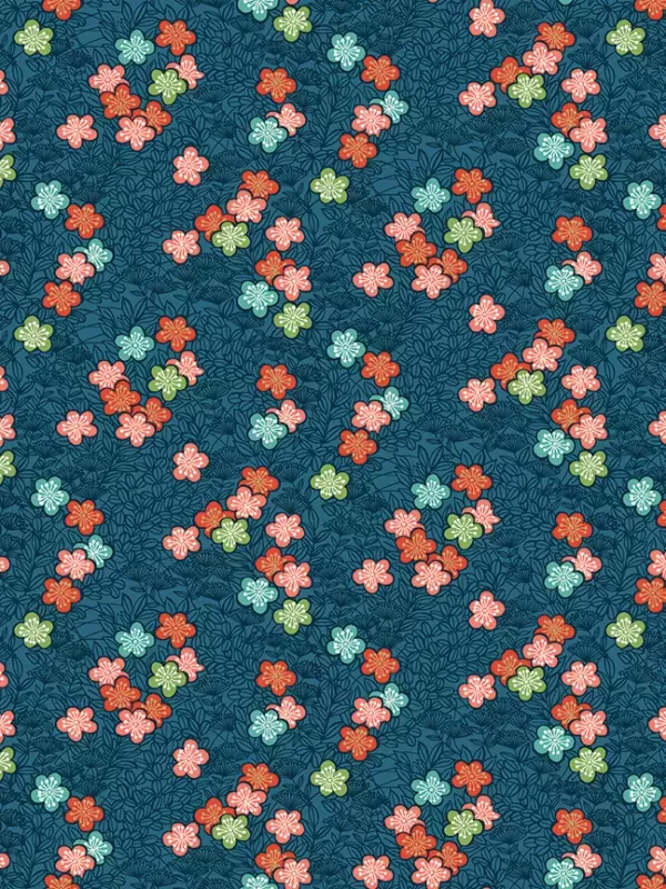 MAKOWER UK - Tissu Patchwork MICHIKO 2336-B Bushclover Blue