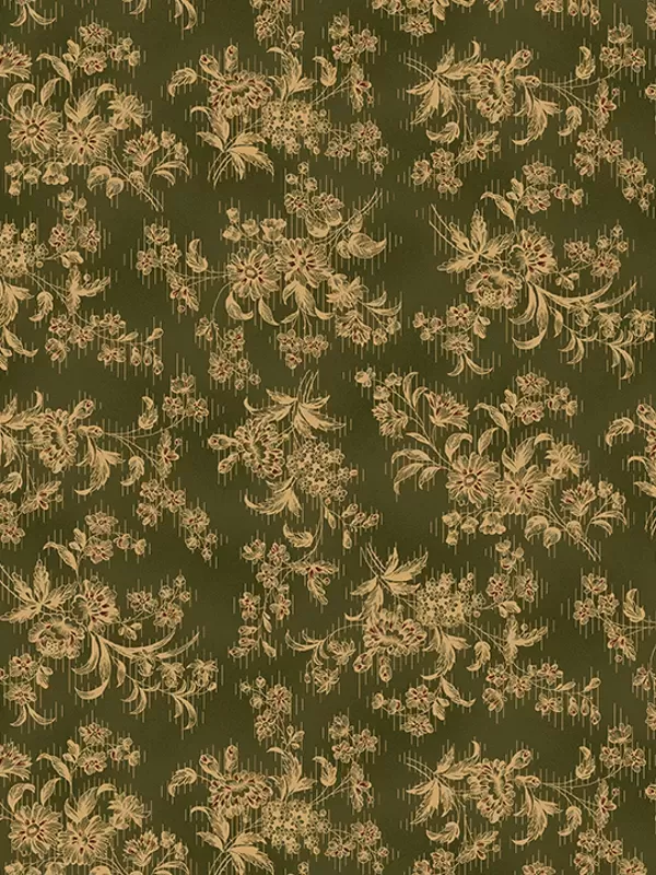 HENRY GLASS FABRICS - FARMHOUSE CHRISTMAS par Kim Diehl 9676.66 Green Stylised Floral