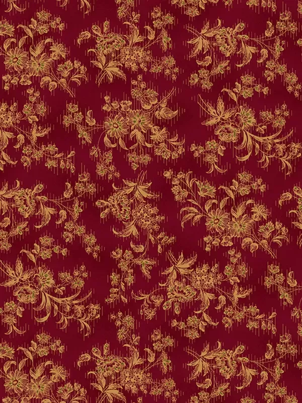 HENRY GLASS FABRICS - FARMHOUSE CHRISTMAS par Kim Diehl 9676.88 Red Stylised Floral