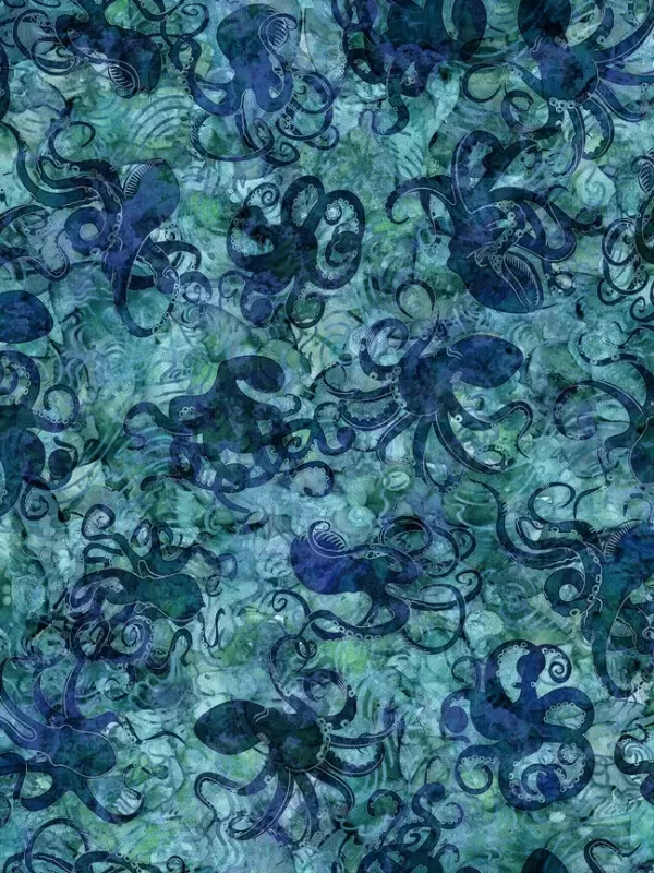 QT FABRICS - AQUATICA par Dan Morris 28122.Q Octopus Teal