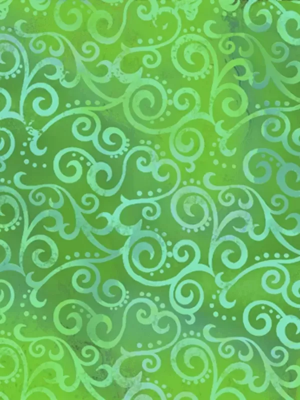 QT FABRICS - Tissu Patchwork OMBRE SCROLL SPRING GREEN 24174.G