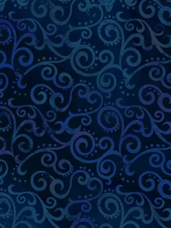 QT FABRICS - Tissu Patchwork OMBRE SCROLL NAVY 24174.N