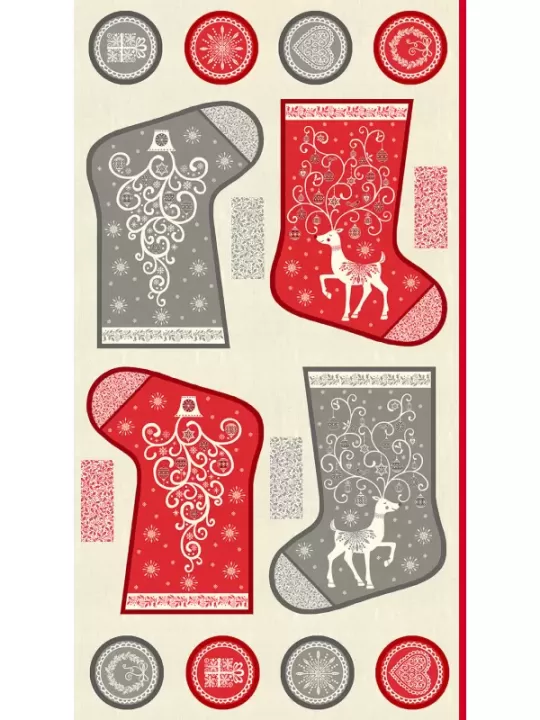 MAKOWER UK - Tissu Décorations de Noël SCANDI STOCKING Réf. 2109-1