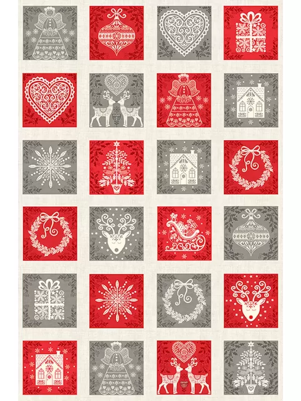 MAKOWER UK - Tissu Patchwork SCANDI CHRISTMAS Réf. 2132-1