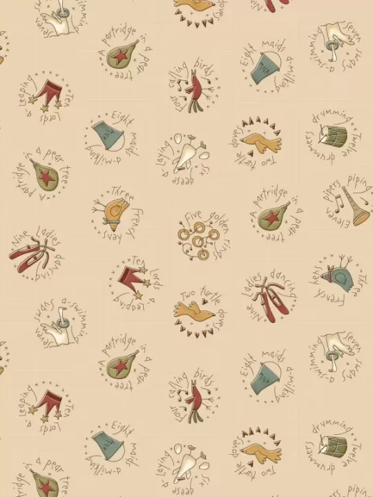 HENRY GLASS FABRICS - ON THE 12th DAY par Anni Downs 2489.33 Cream Circles