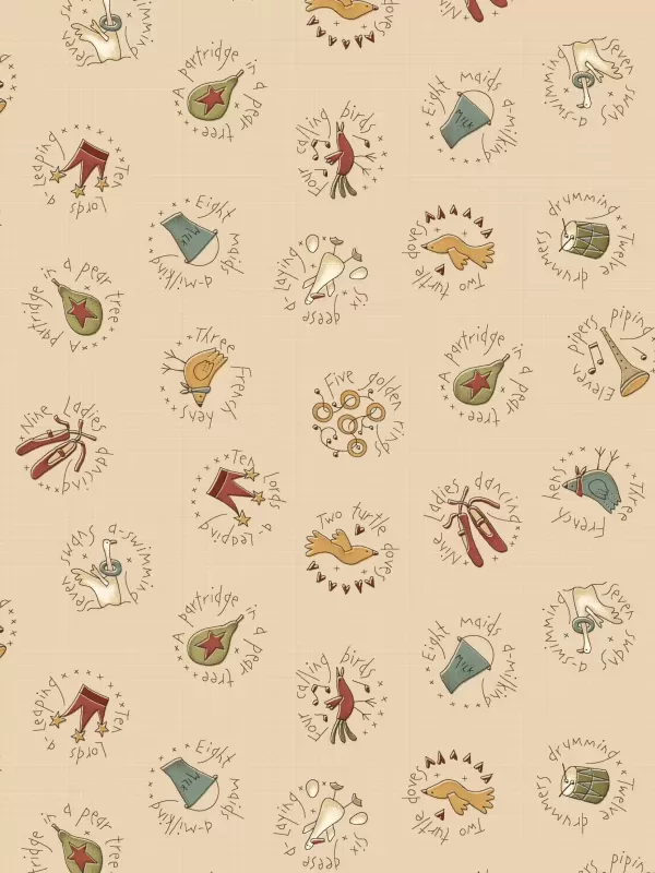 HENRY GLASS FABRICS - ON THE 12th DAY par Anni Downs 2489.33 Cream Circles