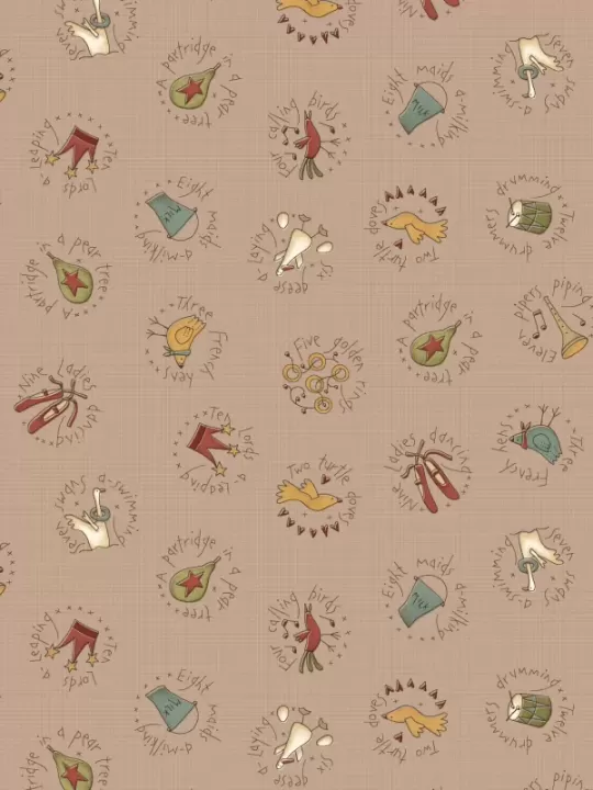 HENRY GLASS FABRICS - ON THE 12th DAY par Anni Downs 2489.34 Taupe Circles