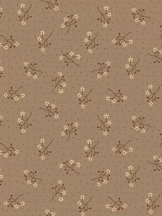 HENRY GLASS FABRICS - ON THE 12th DAY par Anni Downs 2492.38 Cocoa Starflower Sprigs