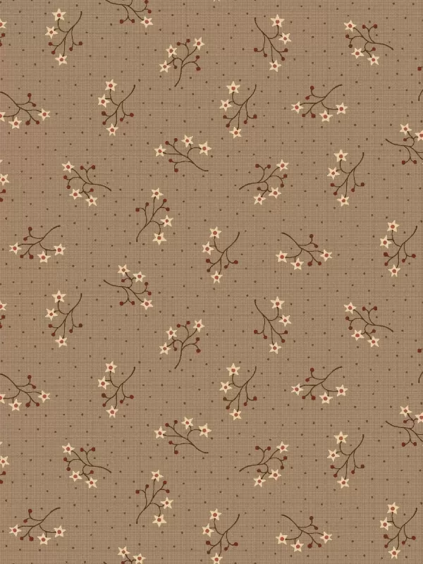 HENRY GLASS FABRICS - ON THE 12th DAY par Anni Downs 2492.38 Cocoa Starflower Sprigs