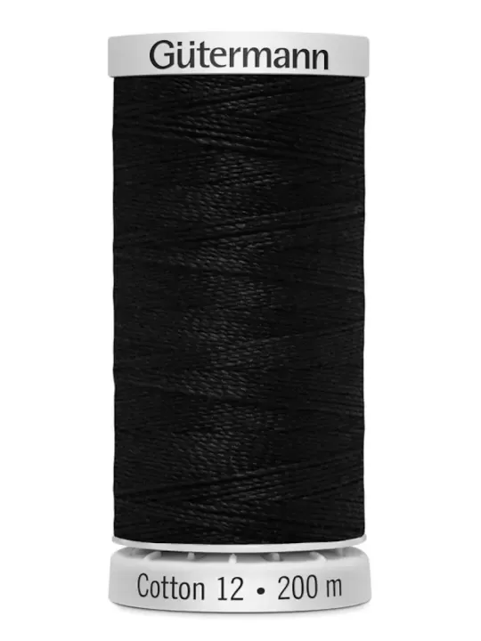 Fil Cotton 12 Gütermann 1005 Black - 200 mètres