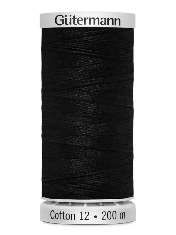 Fil Cotton 12 Gütermann 1005 Black - 200 mètres