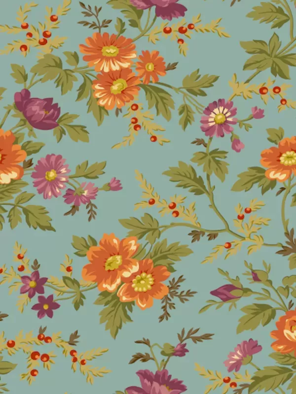 ANDOVER FABRICS - WILDBERRY CREEK par Renée Nanneman 296.T Wildberry Floral Teal