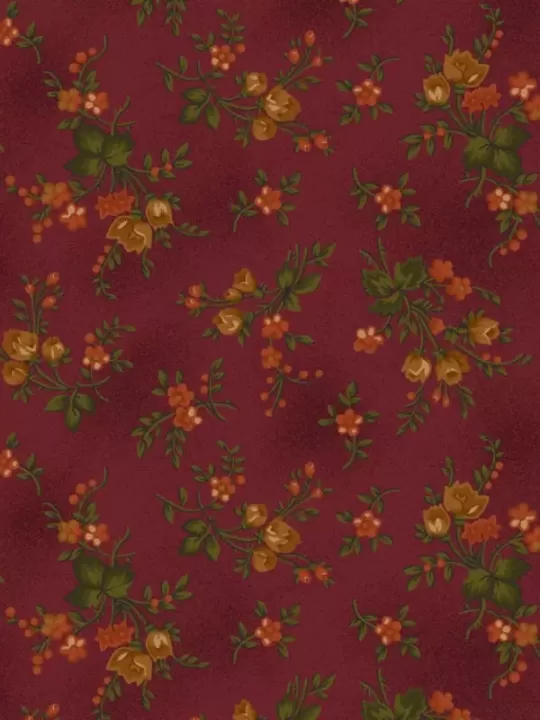 HENRY GLASS FABRICS - RIGHT AS RAIN par Kim Diehl 9836.88 Harvest Floral Cranberry