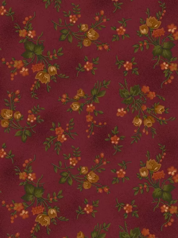 HENRY GLASS FABRICS - RIGHT AS RAIN par Kim Diehl 9836.88 Harvest Floral Cranberry