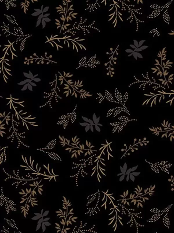 MARCUS FABRICS - CHEDDAR & COAL par Pam Buda R1768 Triple Leaf Black