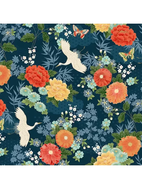 MAKOWER UK - Tissu Patchwork MICHIKO 2330-B Large Floral Blue