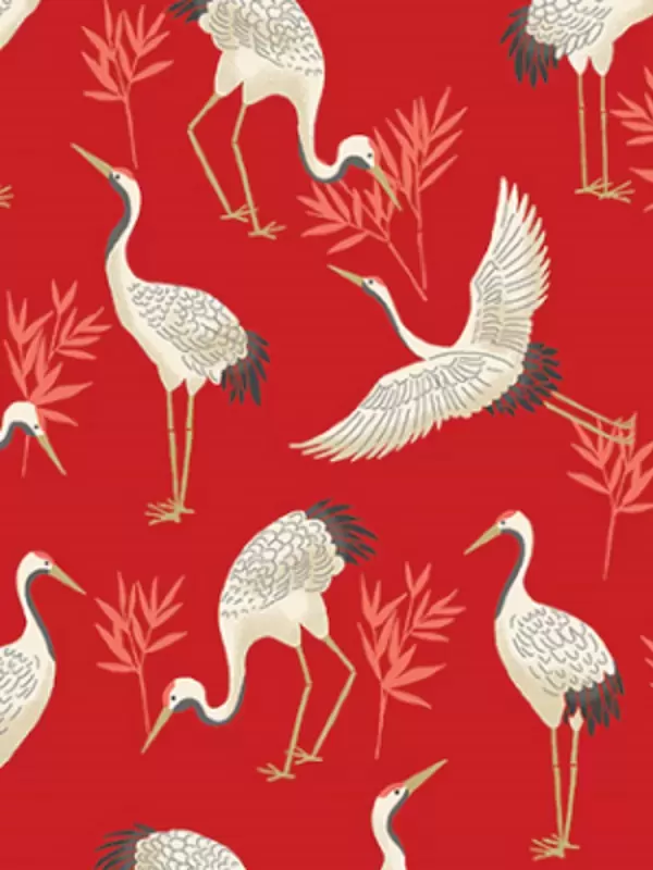 MAKOWER UK - Tissu Patchwork MICHIKO 2331-R Cranes Red