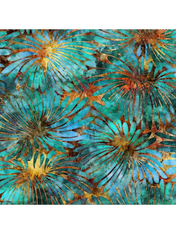 QT FABRICS - TROPICALIA par Dan Morris 28188.OQ Large Floral Turquoise