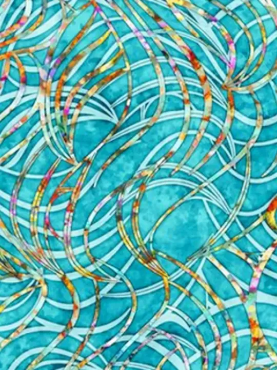 Tissus QT FABRICS - RADIANCE par Dan Morris 27095.B Ribbons Cyan