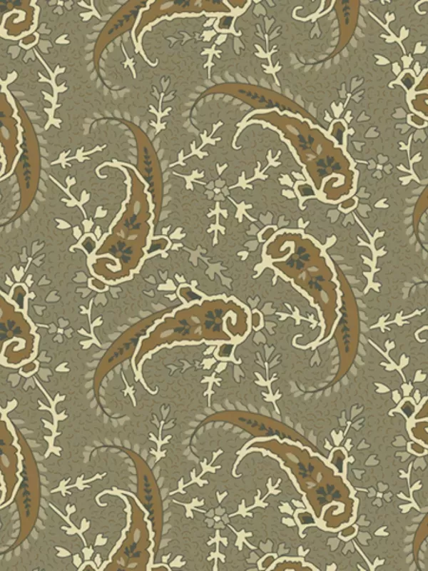 WINDHAM FABRICS - TRAVELER par Jeanne Horton 52913-5 Paisley Olive