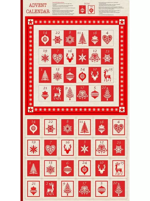 MAKOWER UK - Tissu patchwork SCANDI ADVENT RED ref. 1595