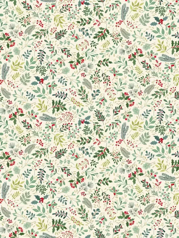 MAKOWER - Tissu Patchwork ENCHANTED CHRISTMAS 030-Q Foliage Cream