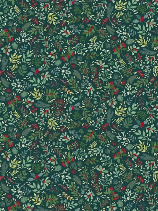 MAKOWER - Tissu Patchwork ENCHANTED CHRISTMAS 030-G8 Foliage Dk Green