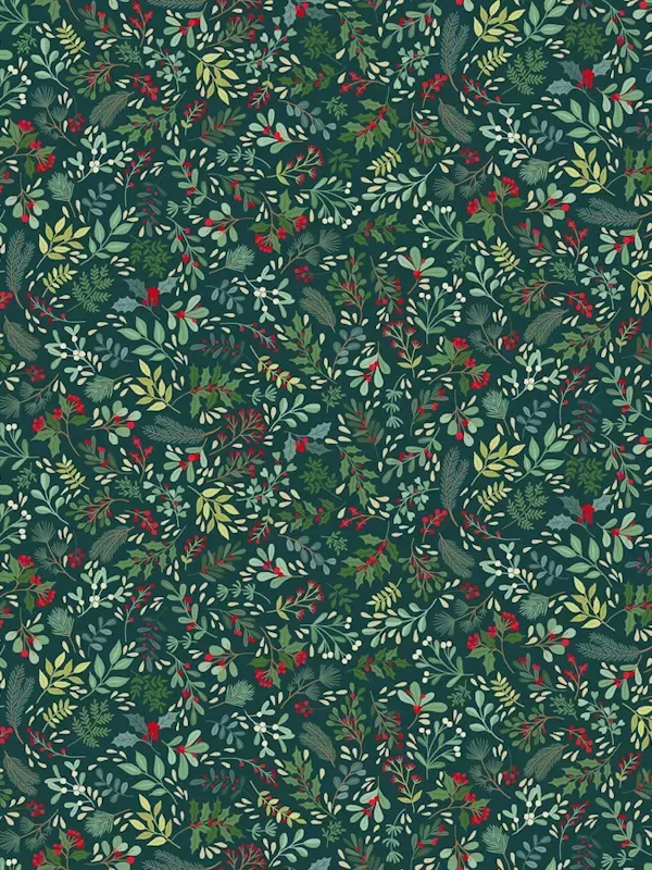 MAKOWER - Tissu Patchwork ENCHANTED CHRISTMAS 030-G8 Foliage Dk Green