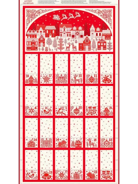 MAKOWER UK - Tissu patchwork SCANDI ADVENT RED ref. 2581