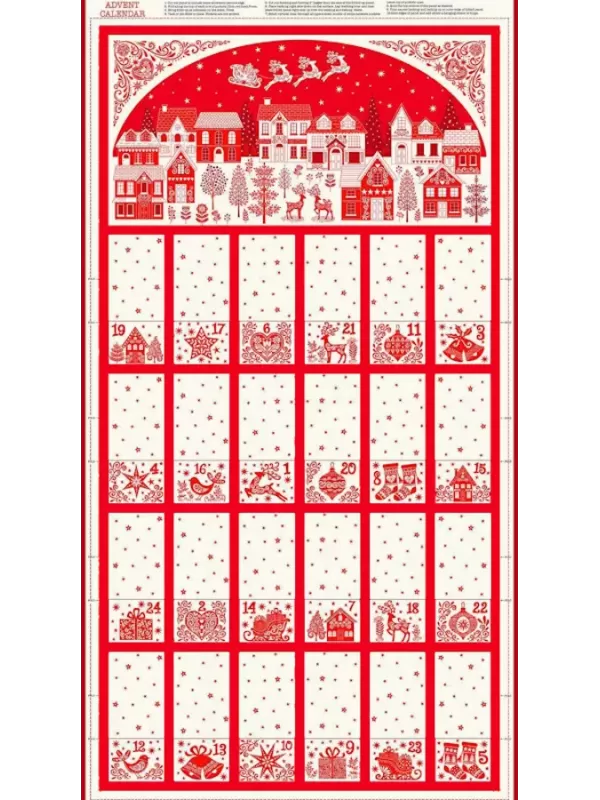 MAKOWER UK - Tissu patchwork SCANDI ADVENT RED ref. 2581