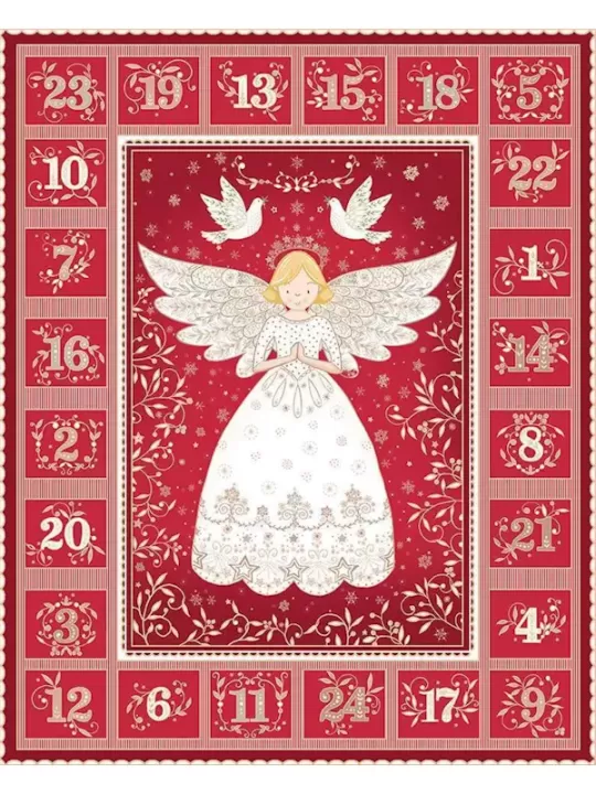 MAKOWER UK - Tissu patchwork ANGEL ADVENT RED ref. 042-R