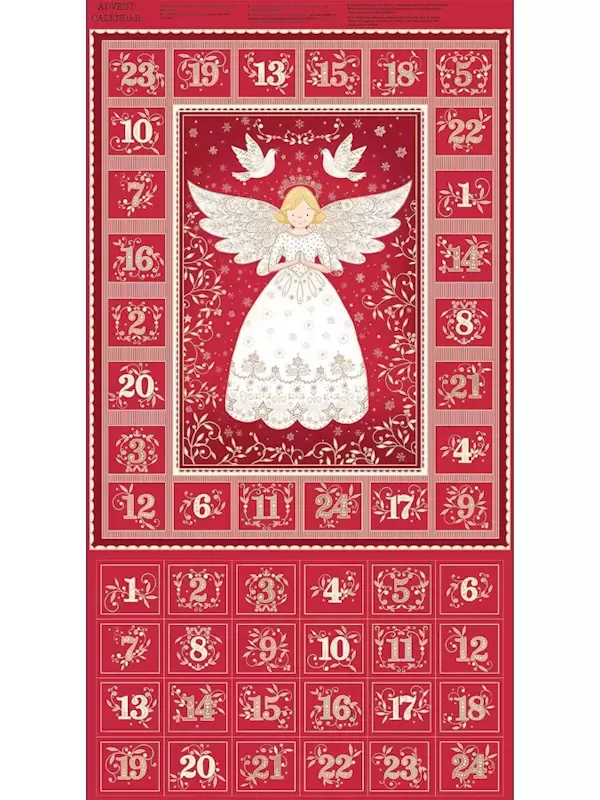 MAKOWER UK - Tissu patchwork ANGEL ADVENT RED ref. 042-R