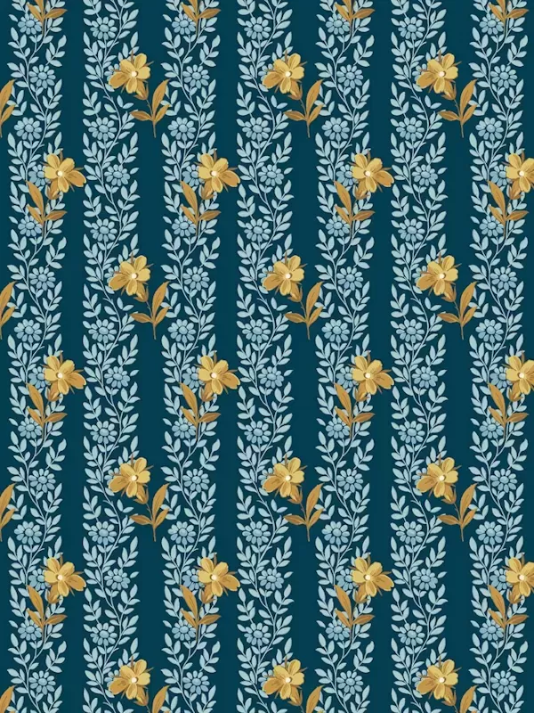 ANDOVER FABRICS - BEACH HOUSE par Edyta Sitar 1166-B Blue Poppy Midnight