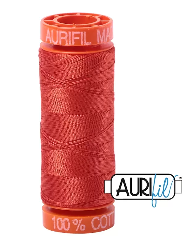 FIL COTON MAKO 50 AURIFIL 2245 Red Orange - Petite bobine de 200 mètres