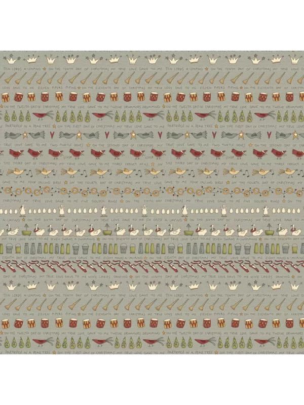 HENRY GLASS FABRICS - ON THE 12th DAY par Anni Downs Réf. 2488-11