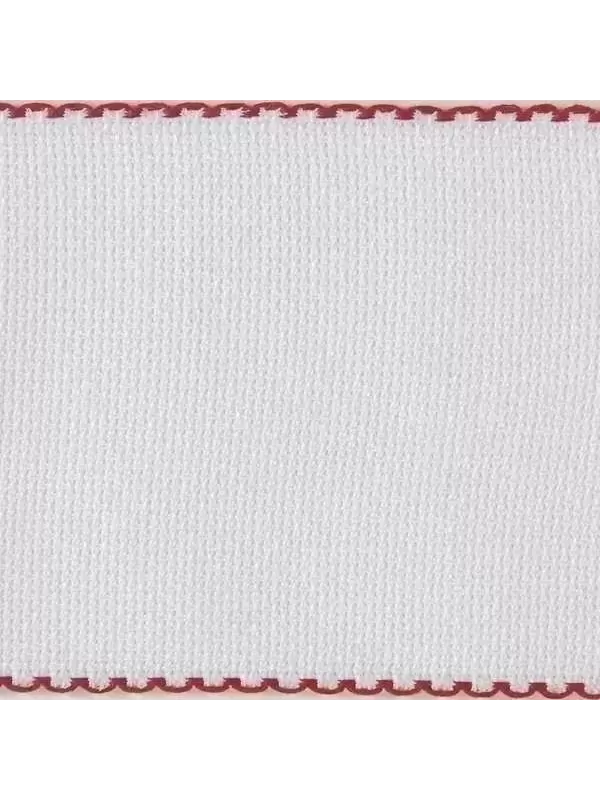 DMC Galon à broder Toile Aïda Coton 3cm Blanc Feston Rouge