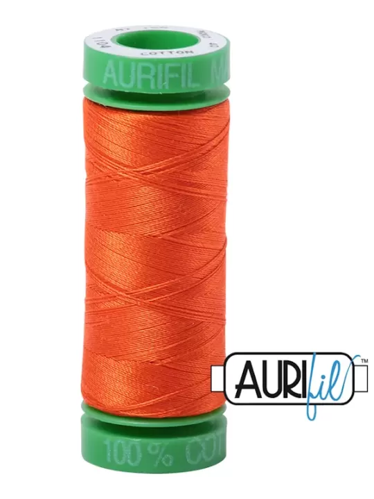 FIL COTON MAKO 40 AURIFIL 1104 Neon Orange - Petite bobine de 150 mètres