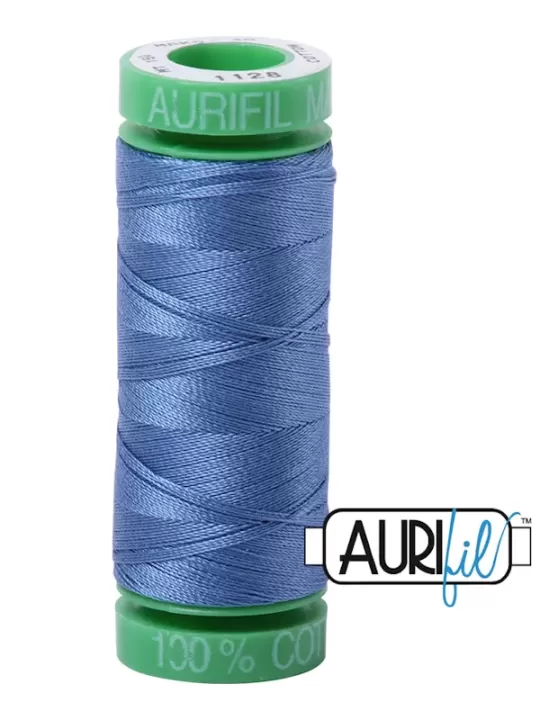 FIL COTON MAKO 40 AURIFIL 1128 Light Blue Violet - Petite bobine de 150 mètres