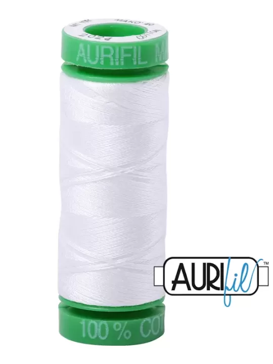 FIL COTON MAKO 40 AURIFIL 2024 White - Petite bobine de 150 mètres