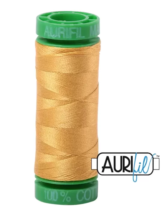 FIL COTON MAKO 40 AURIFIL 2132 Tarnished Gold - Petite bobine de 150 mètres