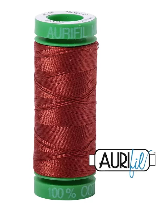 FIL COTON MAKO 40 AURIFIL 2385 Terracotta - Petite bobine de 150 mètres